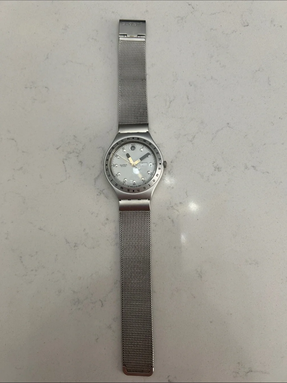 Swatch Silver Stainless Steel Mesh Band Watch